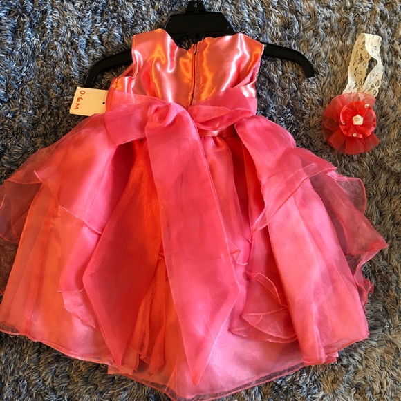 Girls Pink Party Dress size 0-6 months - Picture 2 of 2